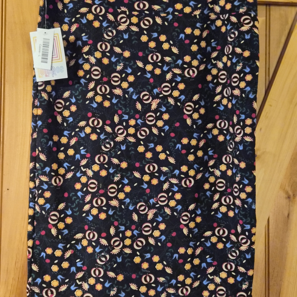 LuLaRoe Black Skirt with Colorful Floral Design